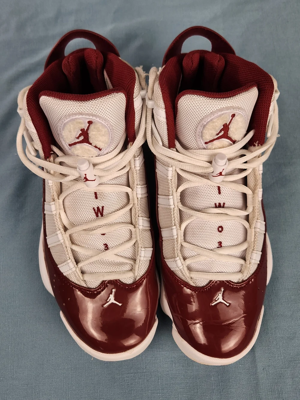 Jordan 6 Rings White Burgundy Basketball Sneakers Mens 7.5 Womens 9